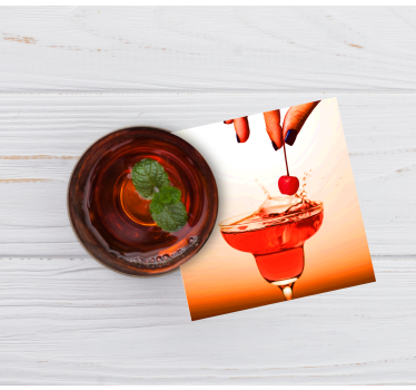 Moderne onderzetters kersensplash cocktailgenot - TenStickers