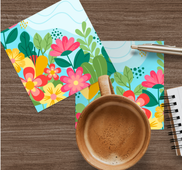 Moderne onderzetters levendige bloesem compositie - TenStickers