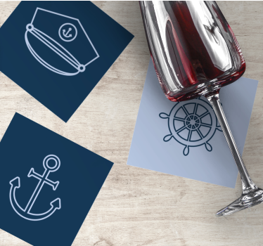 Moderne onderzetters met anker en maritieme iconen - TenStickers