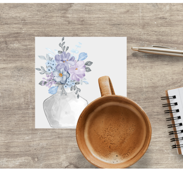 Moderne onderzetters met bloemenarrangement in vaas - TenStickers