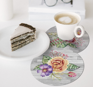 Moderne onderzetters met bloemenhoutpatroon - TenStickers
