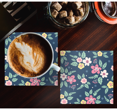 Moderne onderzetters met bloemenpatroon ontwerp - TenStickers
