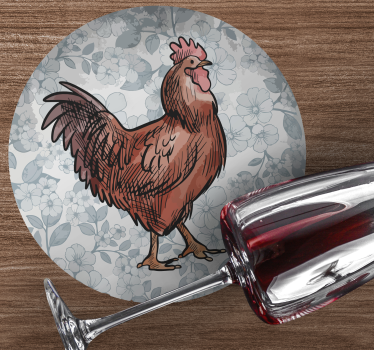 Moderne onderzetters met bloemige kip illustratie - TenStickers