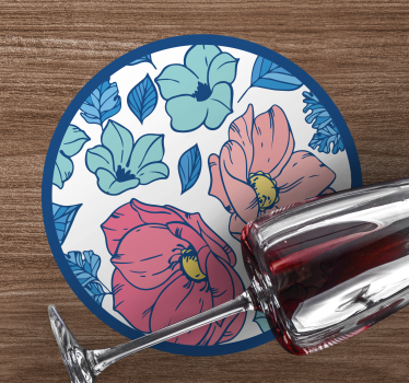 Moderne onderzetters met bloemmotief cirkel - TenStickers