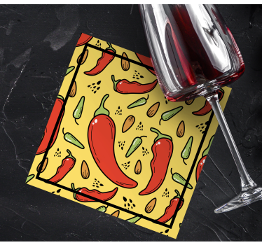 Moderne onderzetters met chilipeperspatroon - TenStickers