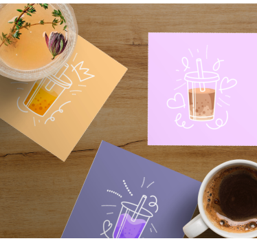 Moderne onderzetters met kleurrijke drankillustraties - TenStickers