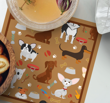 Moderne onderzetters met speelse hond illustraties - TenStickers
