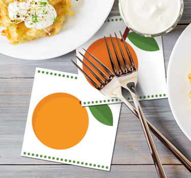 Moderne onderzetters oranje met blad - TenStickers