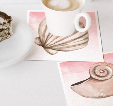 Moderne onderzetters schelpen met roze vlek - TenStickers