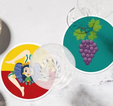 Moderne onderzetters siciliaanse mythologie druiven - TenStickers