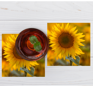 Moderne onderzetters stralende zonnebloem arrangement - TenStickers