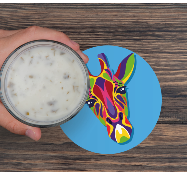 Moderne onderzetters Veelkleurige giraffe schilderij - TenStickers