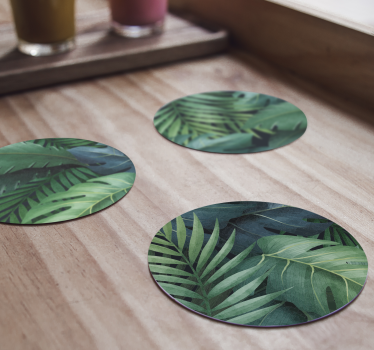 Moderne groene bladeren onderzetter - TenStickers