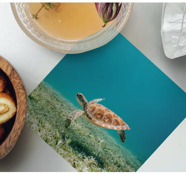 Moderne onderzetters zwemmende zeeschildpad - TenStickers