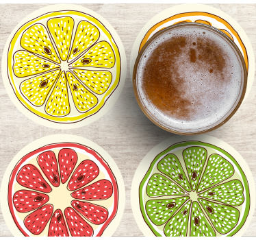 Motieven van citrusvruchtenschijfjes enge onderzetters - TenStickers
