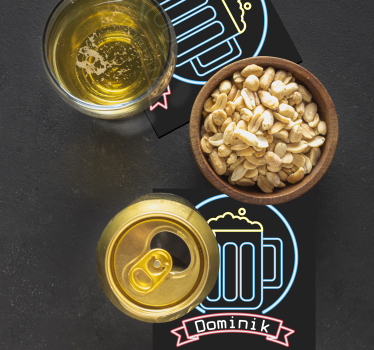 Onderzetters bier Neon bier met naam - TenStickers