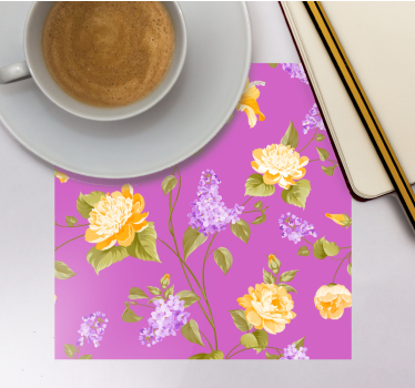 Onderzetters bloemenprint met gele rozen - TenStickers