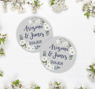 Onderzetters bruiloft Bloemen bruiloft klantgericht - TenStickers