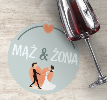 Onderzetters bruiloft bruid bruidegom hart - TenStickers