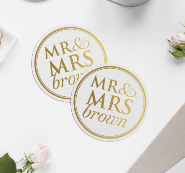 Onderzetters bruiloft Elegante heer en mevrouw voor bruiloften aa - TenStickers