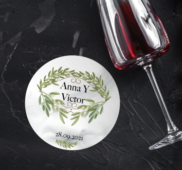 Onderzetters bruiloft olive krans embleem - TenStickers