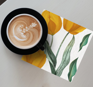 Onderzetters geel tulp patroon elementen - TenStickers