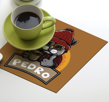 Onderzetters retro kat met naam  - TenStickers