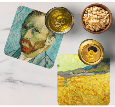 Portret van vincent en zonnebloemen vintage onderzetters - TenStickers