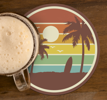 Retro surflandschap onderzetter - TenStickers