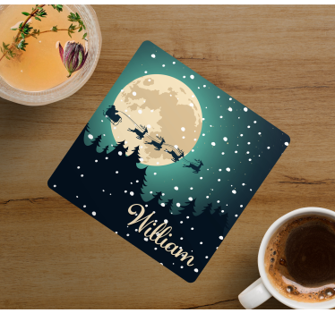 Slee van de kerstman maanlicht Kerst onderzetters - TenStickers