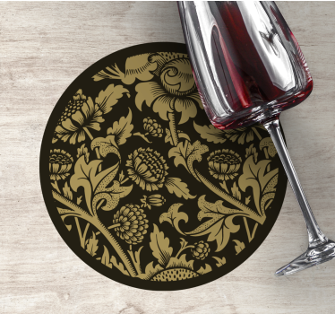 Vintage onderzetters bloemenpatroon goud - TenStickers