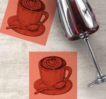 Vintage onderzetters hartmotief koffiemok - TenStickers