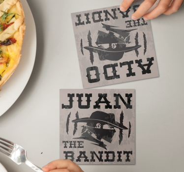 Vintage onderzetters juan bandit silhouet - TenStickers