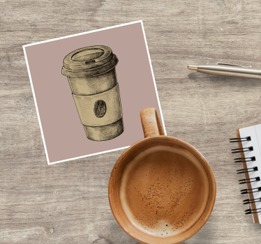 Vintage onderzetters met geïllustreerde koffiemok - TenStickers