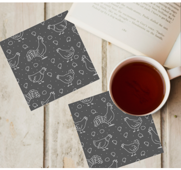 Vintage onderzetters met kip en kuiken patronen - TenStickers