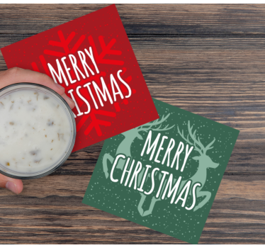 Groene en rode patronen Kerst onderzetters - TenStickers