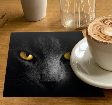 Zwarte kat halloween onderzetter - TenStickers