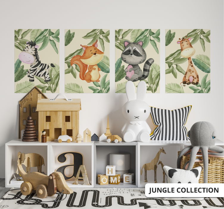Poster raccoon met jungle - TenStickers