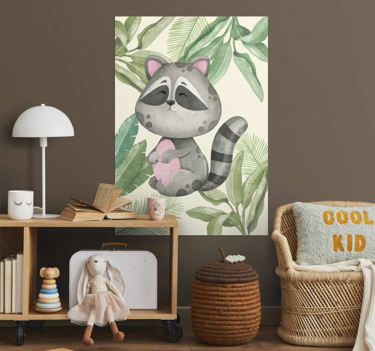 Poster raccoon met jungle - TenStickers
