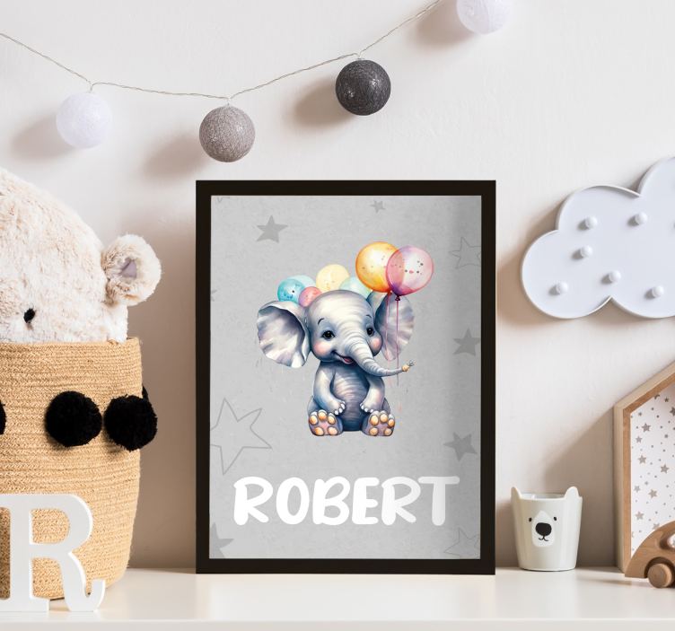 Babyolifant met ballonnen poster - TenStickers