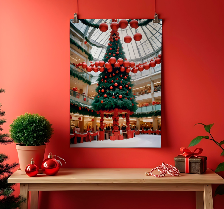 Boom in het winkelcentrum poster kerstmis - TenStickers