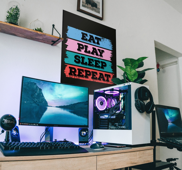 Gaming poster game and repeat - TenStickers