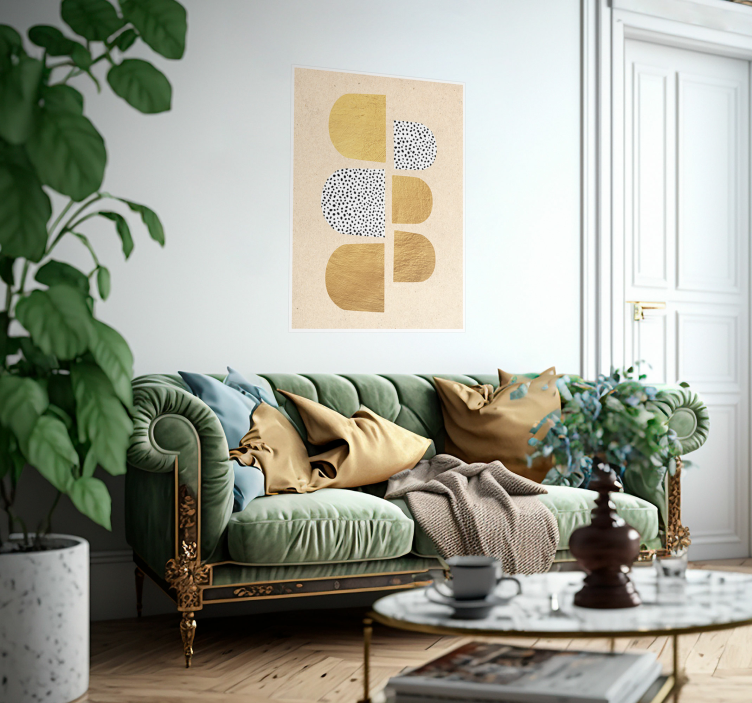 Gouden poster met abstracte vormen - TenStickers