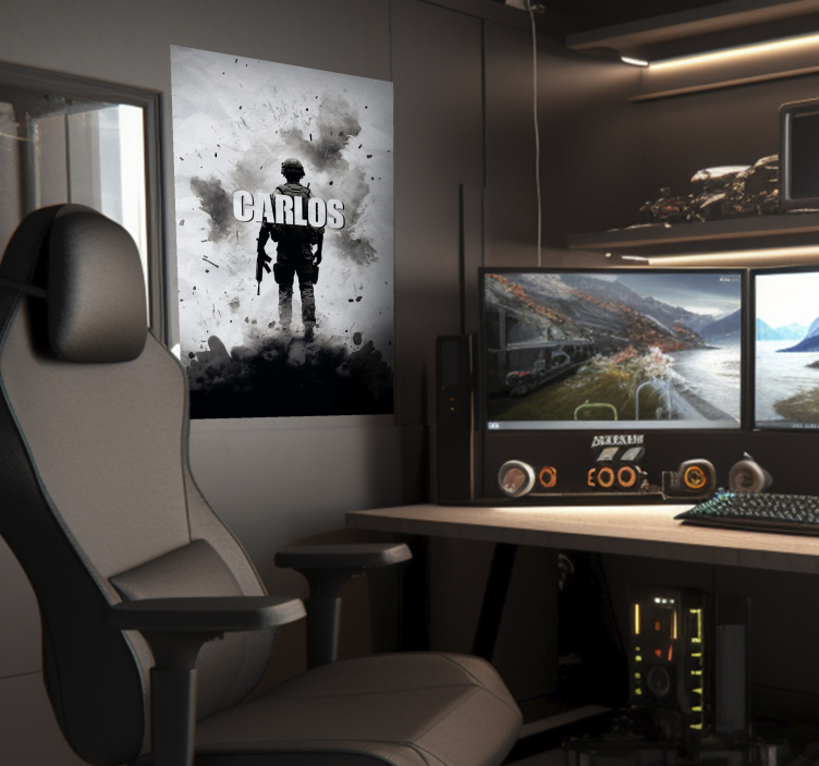 Krijger videogame poster met naam tienerkamer - TenStickers