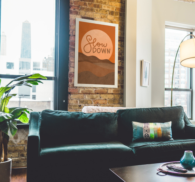 Oranje poster met slow down - TenStickers