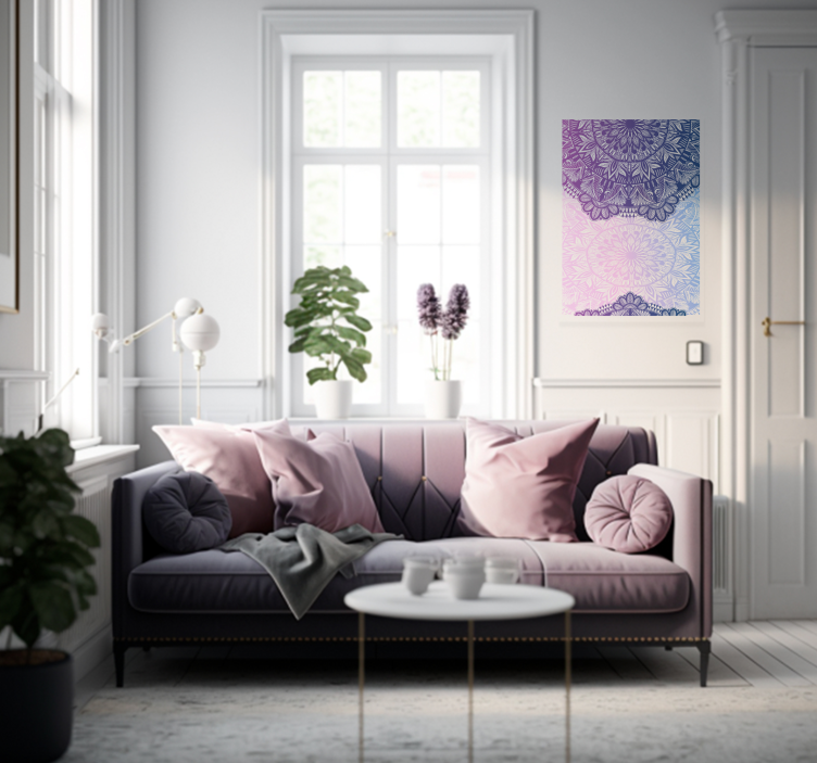 Paars blauwe tinten mandala poster - TenStickers