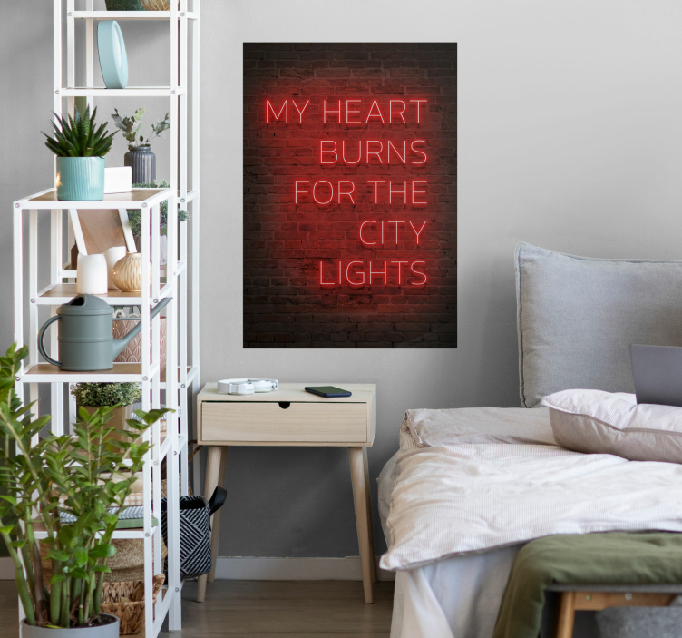 Poster met rode neon tekst - TenStickers