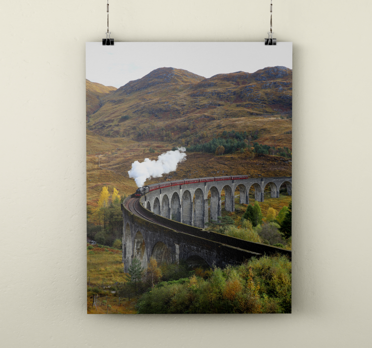 Rijdende trein realistische fotoposter - TenStickers