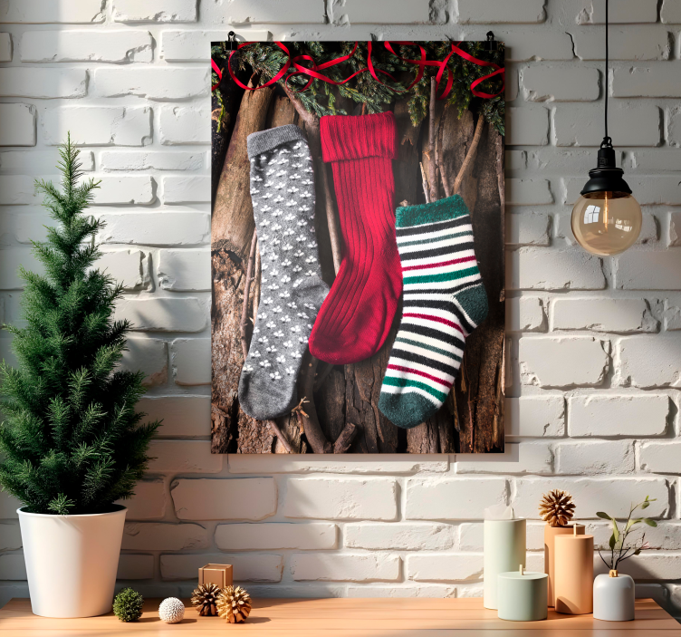 Frie kerst sokken poster kerstmis - TenStickers
