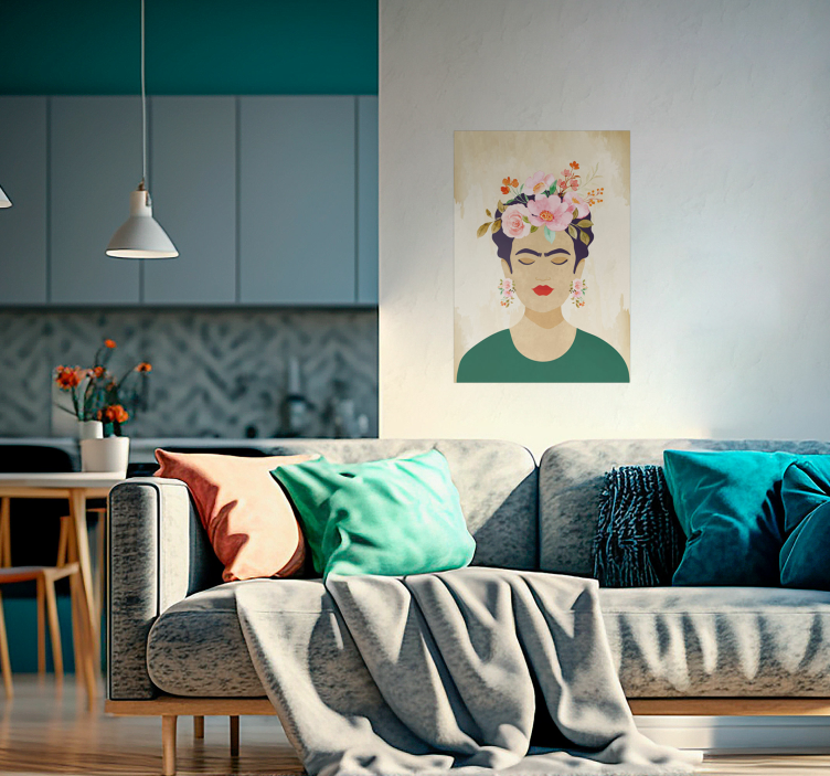 Vrouw met bloemen moderne kunst poster - TenStickers